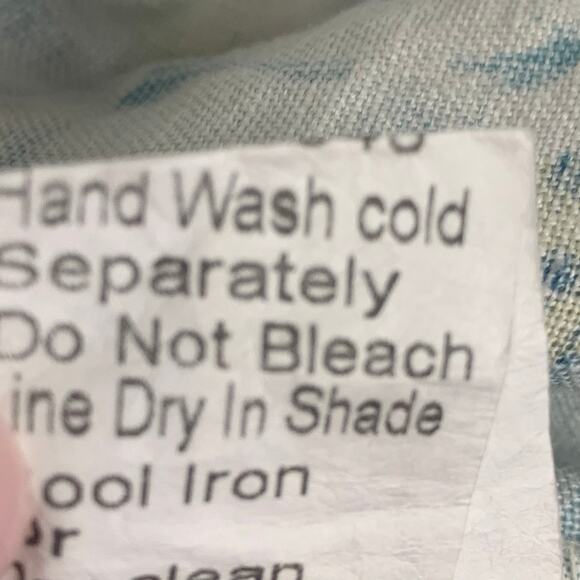 Made in Italy 100% Linen Top Womens Size 3X Cream Blue Floral Flowy Cap Sleeve - Picture 9 of 9